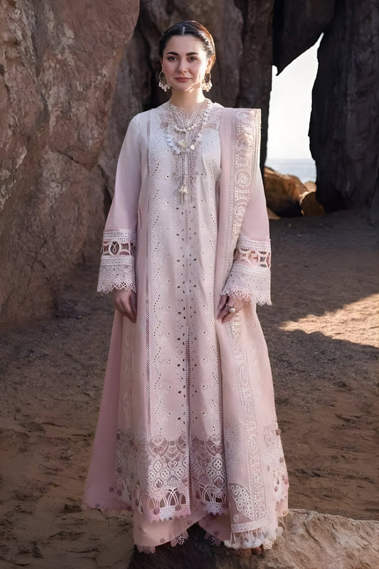 3PC Unstitched Lawn Heavy Embroidered Shirt with Embroidered Khaddi Net Dupatta